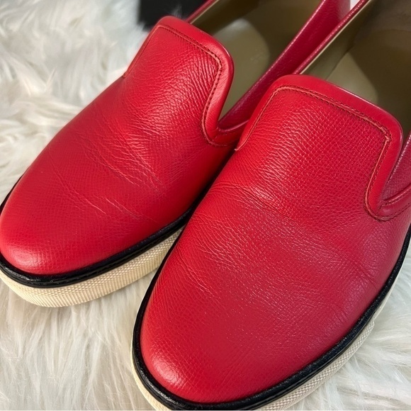 HERMES Kick Slip-On Sneakers Epsom Rouge 38.5 main image 9